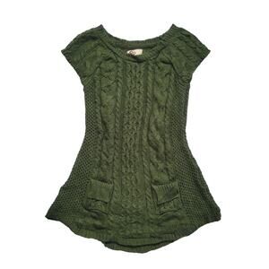 Y2k So Cable Knit Sweater Mini Dress Size S Green Twee Forest Fairy Goblicore